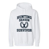 Funny Deer Hunting Season Survivor Vintage Garment-Dyed Fleece Hoodie