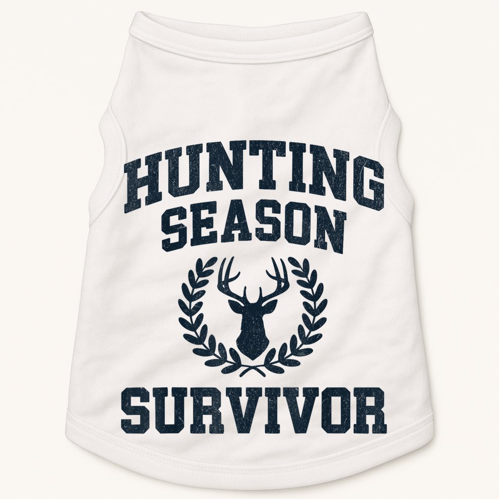 Funny Deer Hunting Season Survivor Vintage Doggie Tank