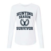 Funny Deer Hunting Season Survivor Vintage Womens Cotton Relaxed Long Sleeve T-Shirt