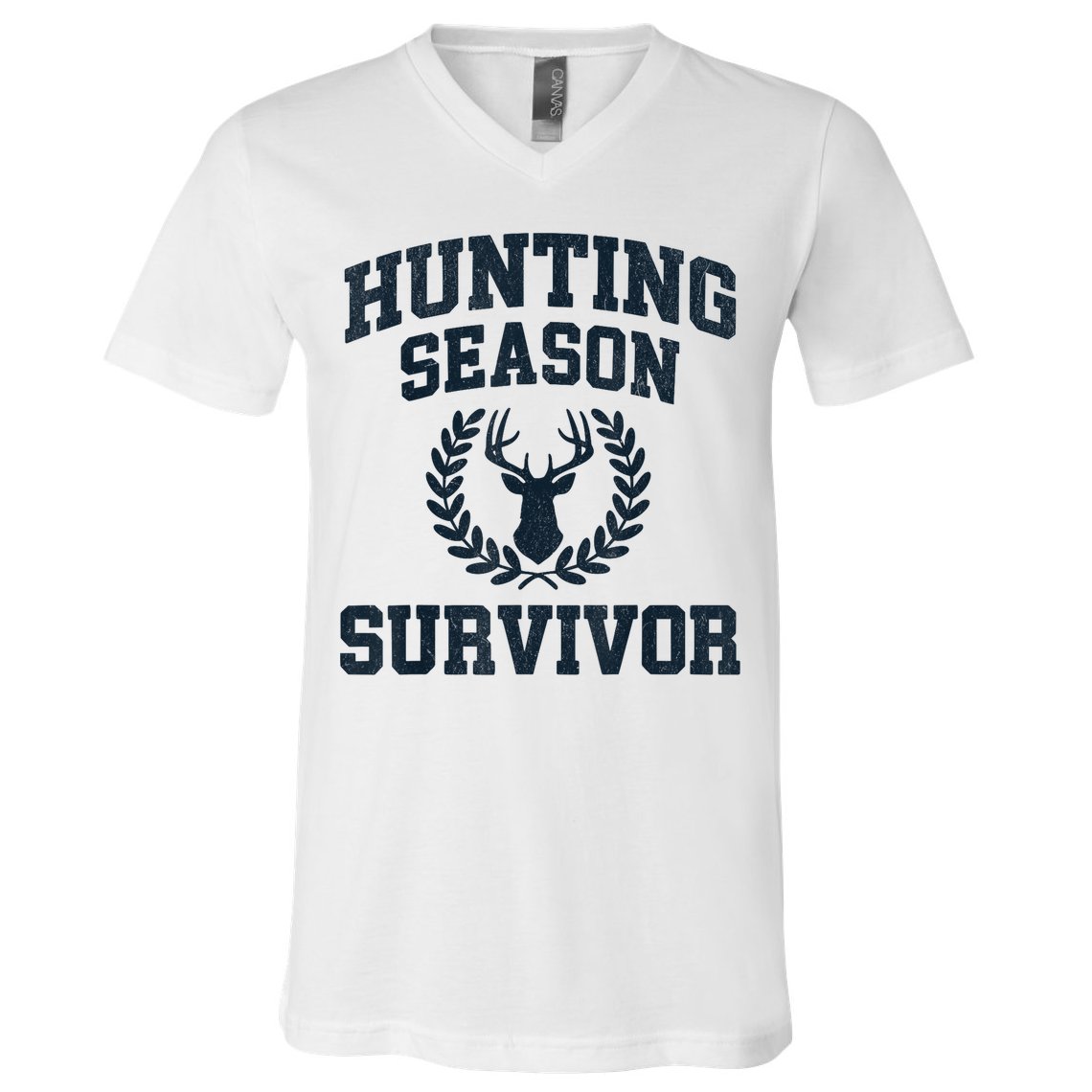 Funny Deer Hunting Season Survivor Vintage V-Neck T-Shirt