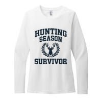 Funny Deer Hunting Season Survivor Vintage Womens CVC Long Sleeve Shirt