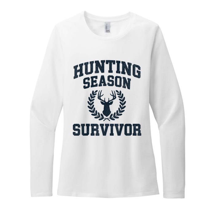 Funny Deer Hunting Season Survivor Vintage Womens CVC Long Sleeve Shirt