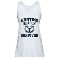 Funny Deer Hunting Season Survivor Vintage Ladies Essential Flowy Tank