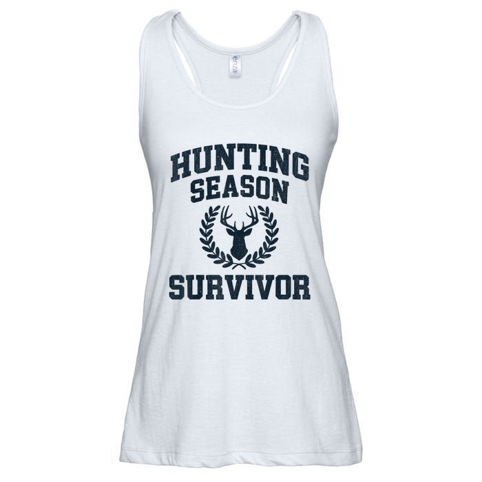 Funny Deer Hunting Season Survivor Vintage Ladies Essential Flowy Tank