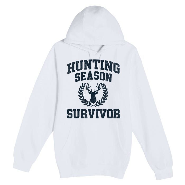 Funny Deer Hunting Season Survivor Vintage Premium Pullover Hoodie