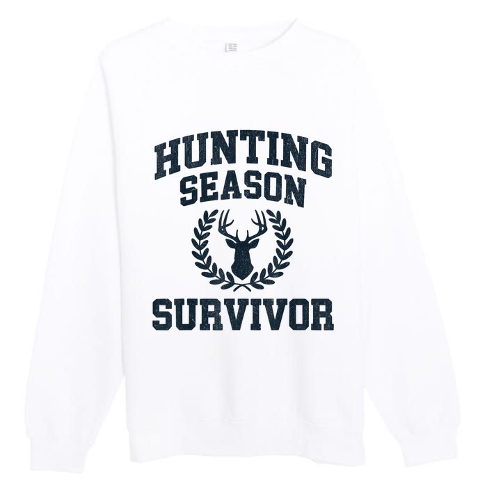 Funny Deer Hunting Season Survivor Vintage Premium Crewneck Sweatshirt