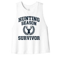 Funny Deer Hunting Season Survivor Vintage Women's Racerback Cropped Tank