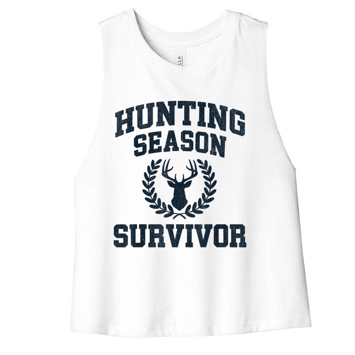 Funny Deer Hunting Season Survivor Vintage Women's Racerback Cropped Tank