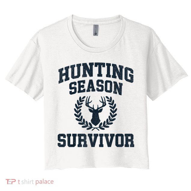 Funny Deer Hunting Season Survivor Vintage Crop Top
