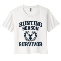 Funny Deer Hunting Season Survivor Vintage Women's Crop Top Tee