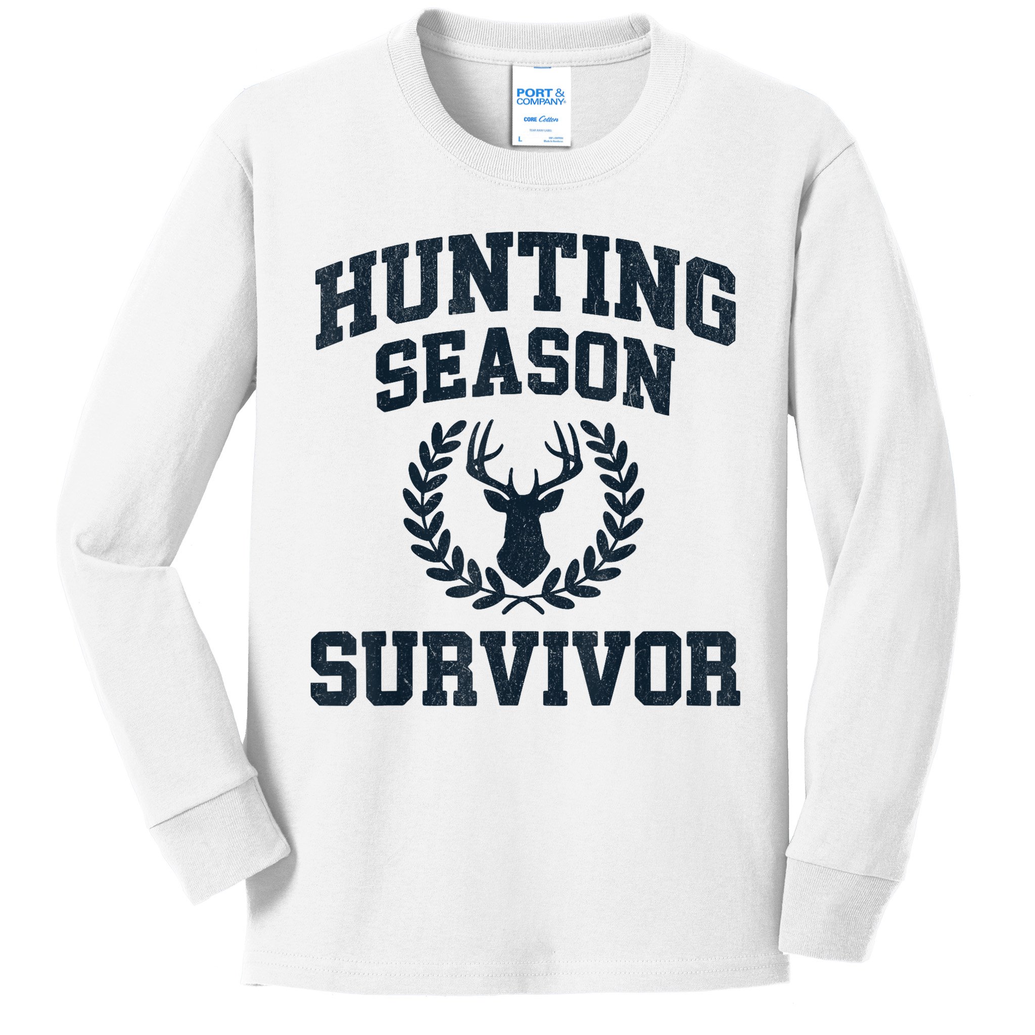 Funny Deer Hunting Season Survivor Vintage Kids Long Sleeve Shirt