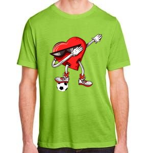 Funny Dabbing Heart Valentine's Day Football Soccer Lovers Gift Adult ChromaSoft Performance T-Shirt