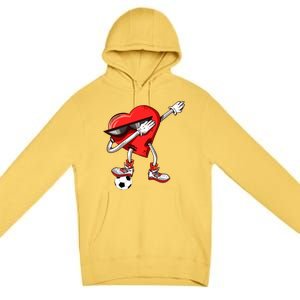 Funny Dabbing Heart Valentine's Day Football Soccer Lovers Gift Premium Pullover Hoodie