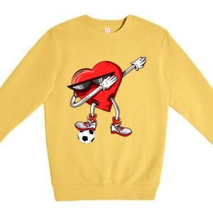 Funny Dabbing Heart Valentine's Day Football Soccer Lovers Gift Premium Crewneck Sweatshirt