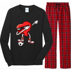 Funny Dabbing Heart Valentine's Day Football Soccer Lovers Gift Long Sleeve Pajama Set