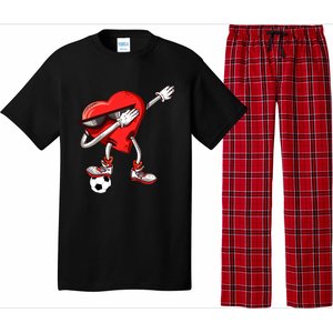 Funny Dabbing Heart Valentine's Day Football Soccer Lovers Gift Pajama Set