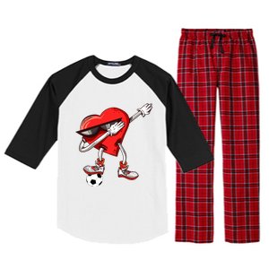 Funny Dabbing Heart Valentine's Day Football Soccer Lovers Gift Raglan Sleeve Pajama Set