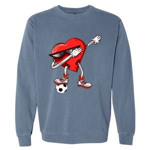 Funny Dabbing Heart Valentine's Day Football Soccer Lovers Gift Garment-Dyed Sweatshirt