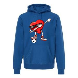 Funny Dabbing Heart Valentine's Day Football Soccer Lovers Gift Premium Hoodie