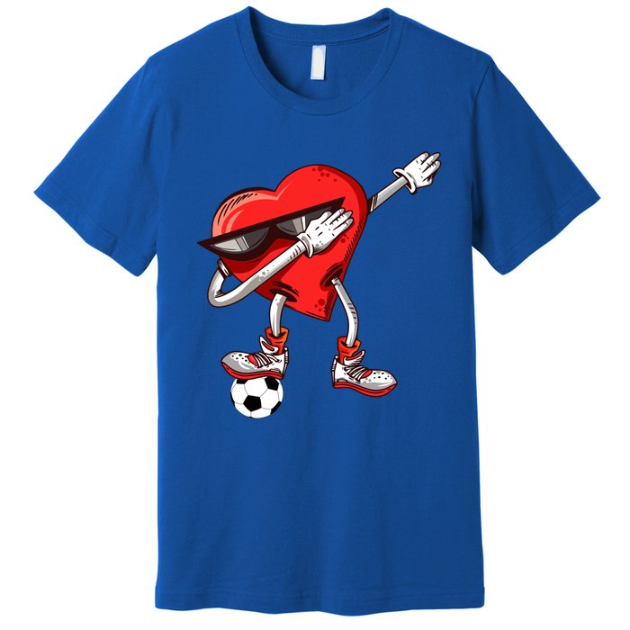 Funny Dabbing Heart Valentine's Day Football Soccer Lovers Gift Premium T-Shirt