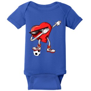 Funny Dabbing Heart Valentine's Day Football Soccer Lovers Gift Baby Bodysuit