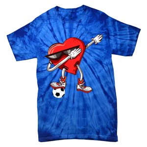 Funny Dabbing Heart Valentine's Day Football Soccer Lovers Gift Tie-Dye T-Shirt