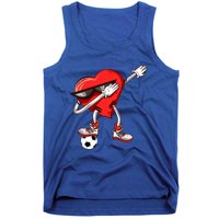 Funny Dabbing Heart Valentine's Day Football Soccer Lovers Gift Tank Top