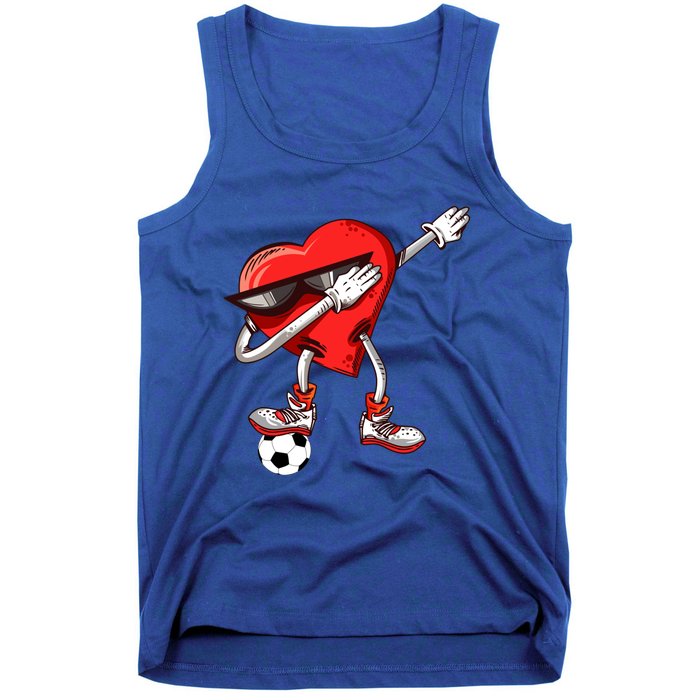 Funny Dabbing Heart Valentine's Day Football Soccer Lovers Gift Tank Top