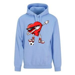 Funny Dabbing Heart Valentine's Day Football Soccer Lovers Gift Unisex Surf Hoodie