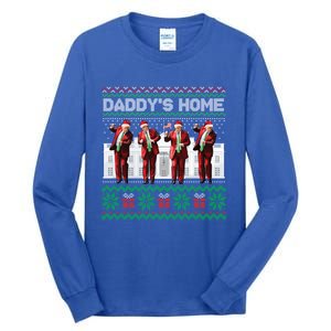 Funny DaddyS Home Trump Dance Ugly Christmas Xmas Gift Tall Long Sleeve T-Shirt