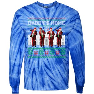 Funny DaddyS Home Trump Dance Ugly Christmas Xmas Gift Tie-Dye Long Sleeve Shirt