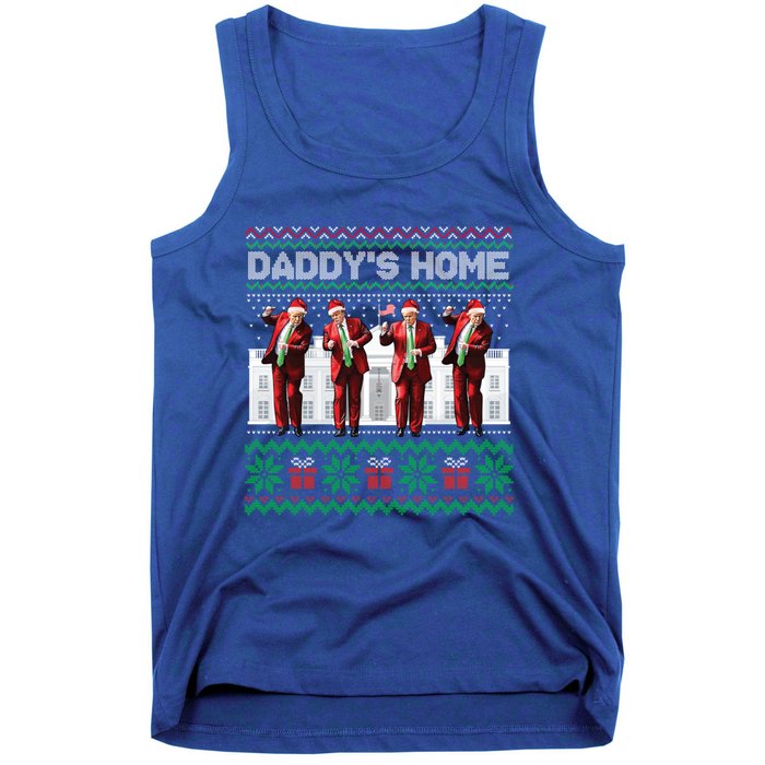 Funny DaddyS Home Trump Dance Ugly Christmas Xmas Gift Tank Top