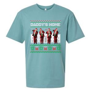 Funny DaddyS Home Trump Dance Ugly Christmas Xmas Gift Sueded Cloud Jersey T-Shirt