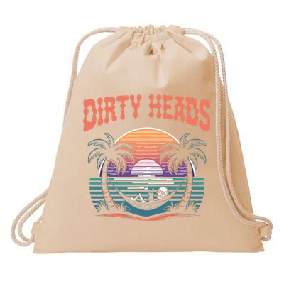 Funny Dirty Heads Retro Beach Drawstring Bag