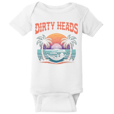 Funny Dirty Heads Retro Beach Baby Bodysuit