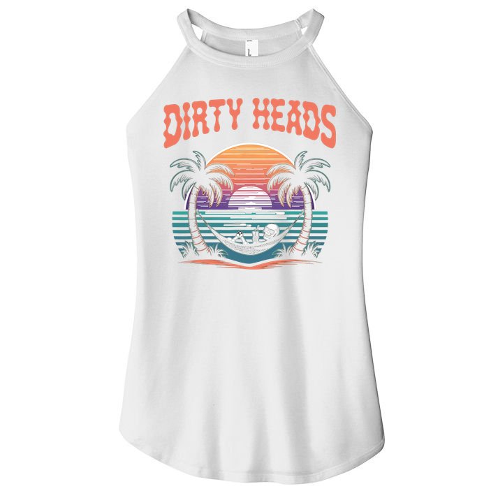 Funny Dirty Heads Retro Beach Women's Perfect Tri Rocker Tank