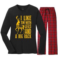 Funny Deer Hunting Quote Gift For Hunters Women's Long Sleeve Flannel Pajama Set 