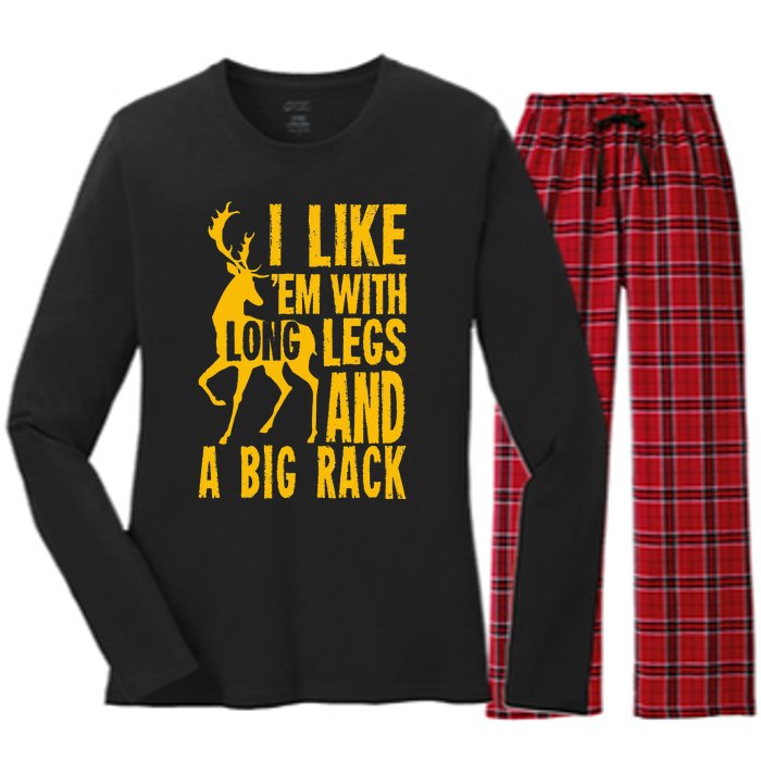 Funny Deer Hunting Quote Gift For Hunters Women's Long Sleeve Flannel Pajama Set 