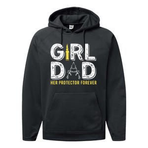 Father dad her protector forever funny Dad Performance Fleece Hoodie