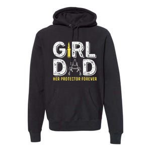 Father dad her protector forever funny Dad Premium Hoodie