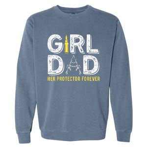 Father dad her protector forever funny Dad Garment-Dyed Sweatshirt