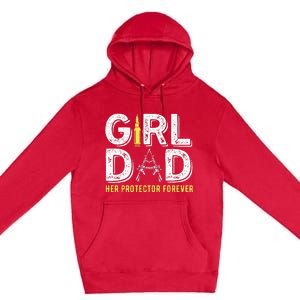 Father dad her protector forever funny Dad Premium Pullover Hoodie