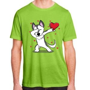 Funny Dabbing Husky Heart Valentine's Day Gift Adult ChromaSoft Performance T-Shirt