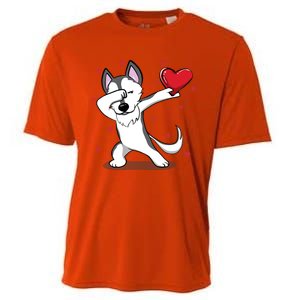 Funny Dabbing Husky Heart Valentine's Day Gift Cooling Performance Crew T-Shirt