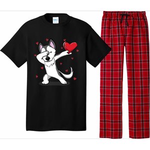 Funny Dabbing Husky Heart Valentine's Day Gift Pajama Set