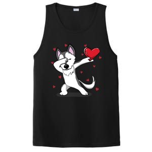 Funny Dabbing Husky Heart Valentine's Day Gift PosiCharge Competitor Tank