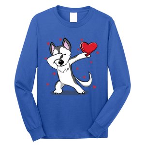 Funny Dabbing Husky Heart Valentine's Day Gift Long Sleeve Shirt