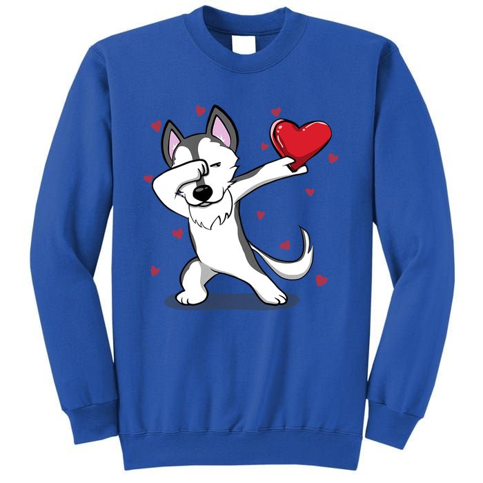 Funny Dabbing Husky Heart Valentine's Day Gift Sweatshirt