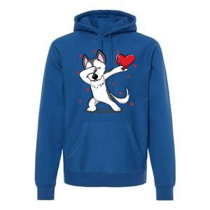 Funny Dabbing Husky Heart Valentine's Day Gift Premium Hoodie