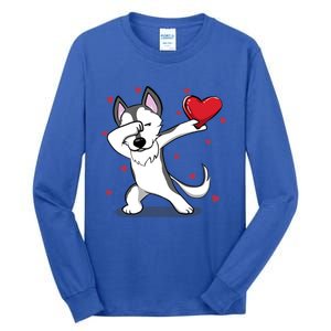 Funny Dabbing Husky Heart Valentine's Day Gift Tall Long Sleeve T-Shirt